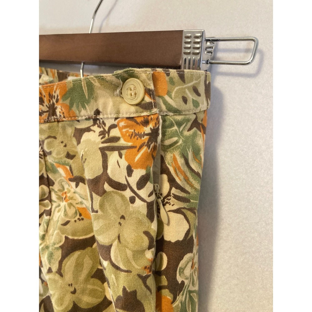 Cottagecore Chaus Womens Size‎ 10 Green Orange Floral Cropped High Rise Pants - Picture 4 of 10